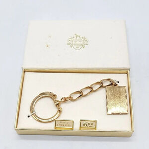 Foster Gold Toned Non-Engraved Keychain NRFB Vintage